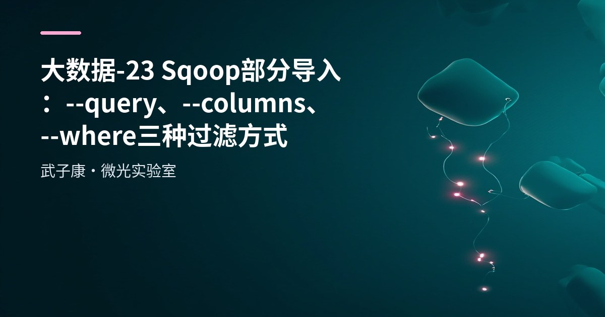 大数据-23 Sqoop 部分导入：--query、--columns、--where 三种过滤方式