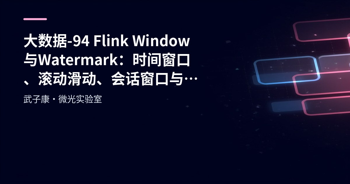 大数据-94 Flink Window 与 Watermark：时间窗口、滚动滑动、会话窗口与迟到数据处理