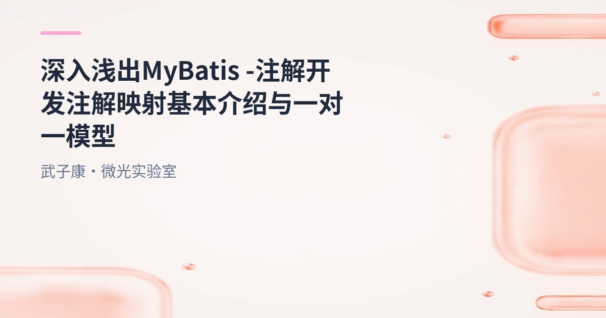 深入浅出 MyBatis - 注解开发 注解映射 基本介绍 与 一对一模型
