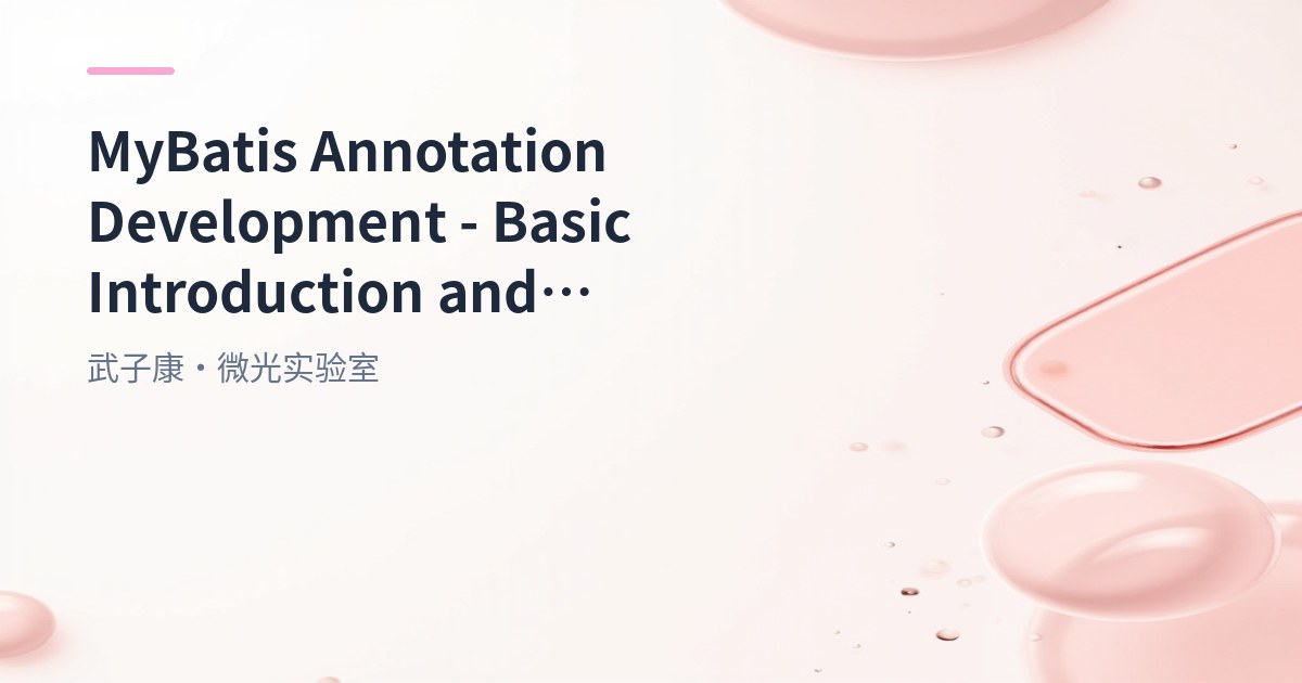MyBatis Annotation Development - Basic Introduction and One-to-One Mapping