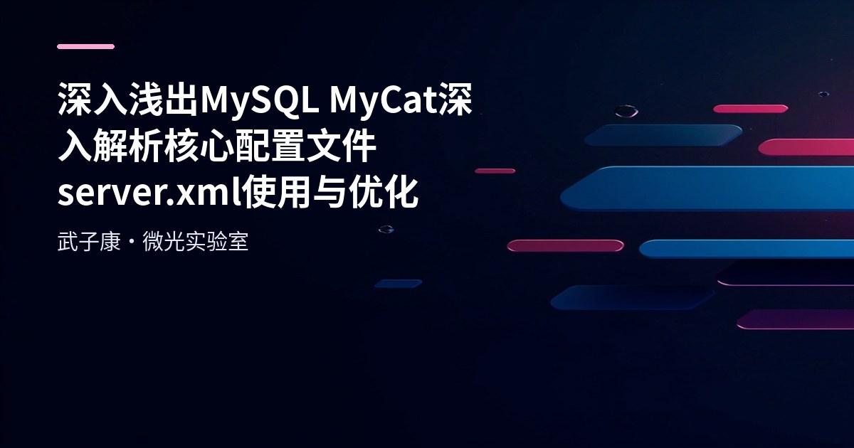 深入浅出 MySQL MyCat 深入解析 核心配置文件 server.xml 使用与优化