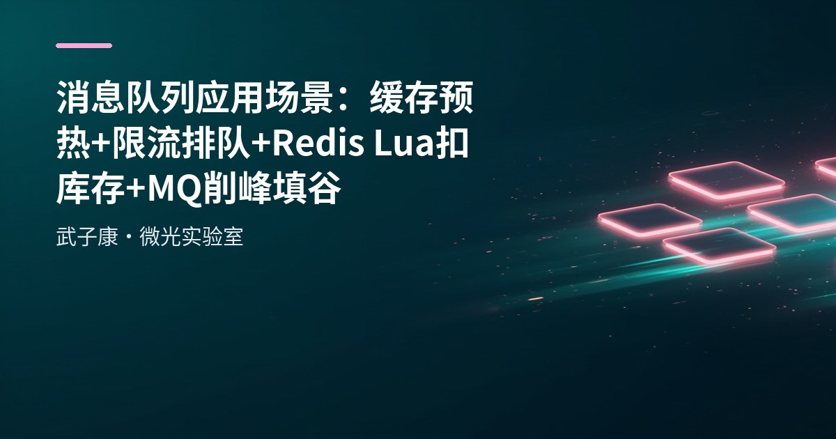 消息队列应用场景：缓存预热+限流排队+Redis Lua 扣库存+MQ 削峰填谷