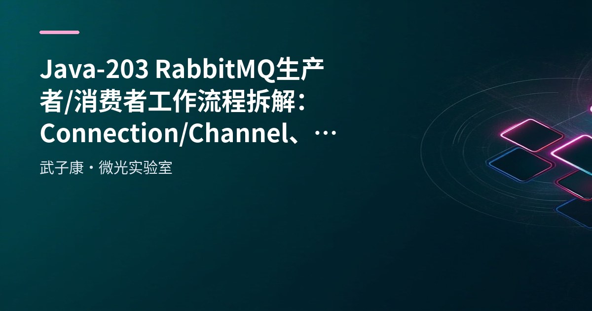 Java-203 RabbitMQ 生产者/消费者工作流程拆解：Connection/Channel、默认交换器、ACK