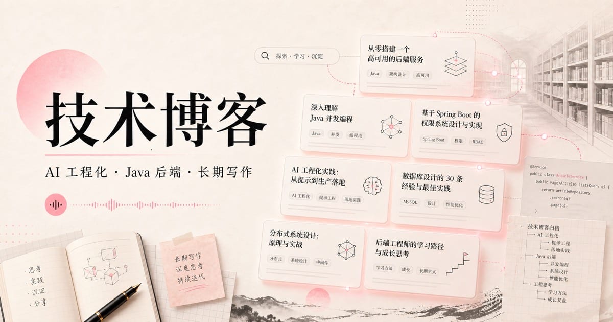 微光实验室技术博客封面：AI 工程化、Java 后端与长期写作